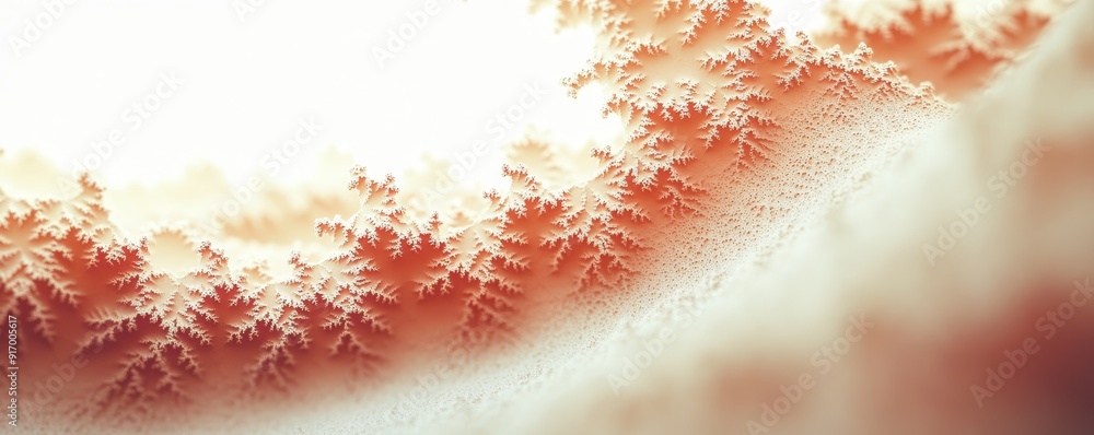 Poster abstract fractal pattern in red and white.