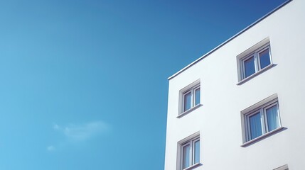 Modern apartment buildings on a sunny day with a blue sky. Facade of a modern apartment building