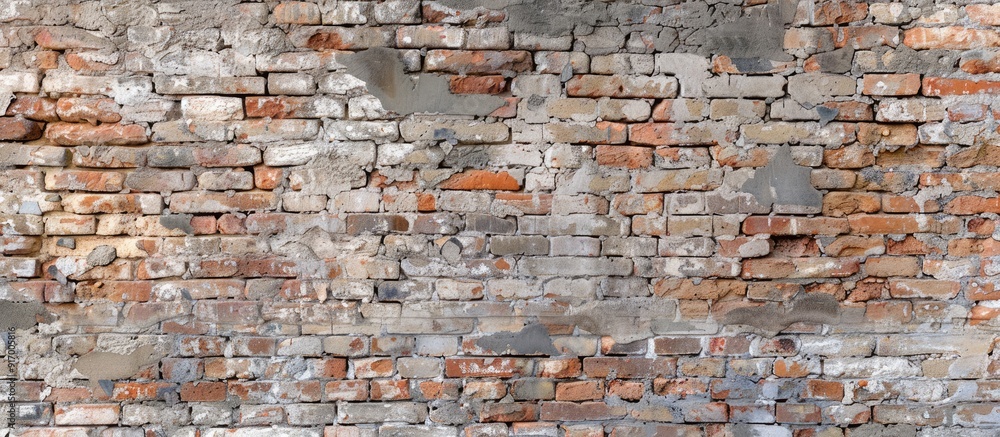 Poster a brick wall made of a mix of old and new bricks provides a rustic background for various designs an