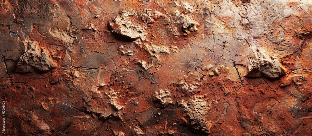 Poster copy space image of a textured mineral abstract ground with red soil creating a natural background