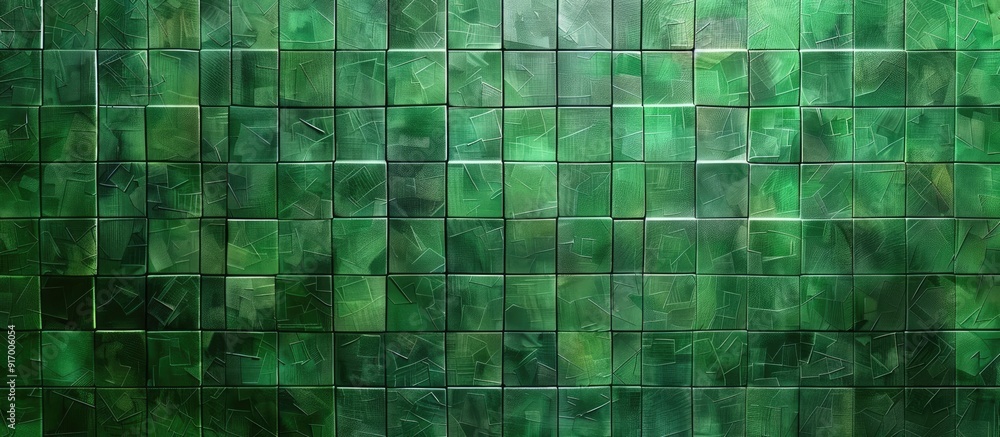 Poster mosaic green fabric texture background with copy space image