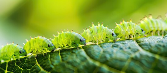 Naklejka premium The rice leaf folder larvae can adapt to high temperatures through multi generational heat selection as shown in the copy space image