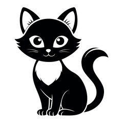 Fototapeta premium Cute Cat silhouette Vector Illustration isolated on a white background