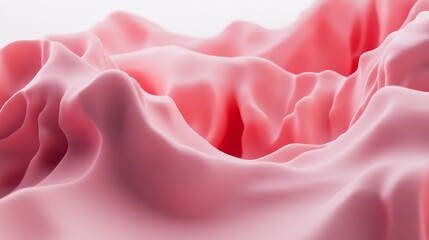 Obraz premium Abstract pink fabric waves and folds, creating a soft and luxurious background.