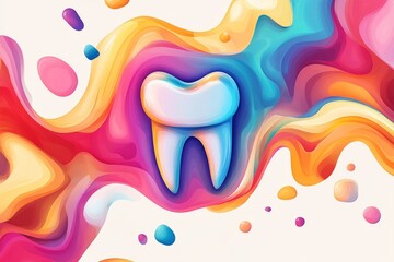 Naklejka premium Colored abstract tooth illustration for creative projects. Beautiful design for dental care advertising
