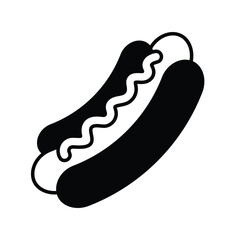 hot dog glyph icon with white background vector stock illustration