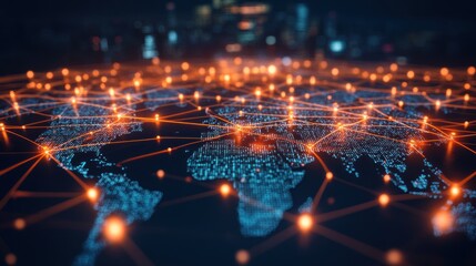 Fototapeta premium Global Network Connections Illuminated