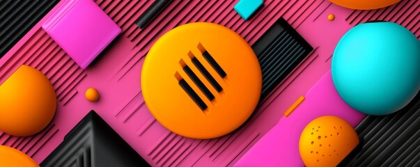 Abstract Background with Colorful Geometric Shapes and Lines