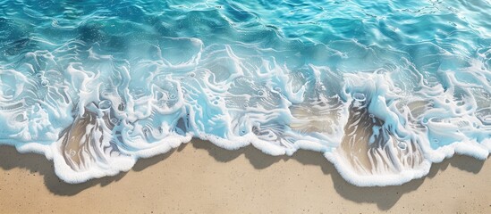 Obraz premium A serene seaside scene with crystal blue waves white sand and a summer vibe Ideal for summer vacation ideas with a calming copy space image