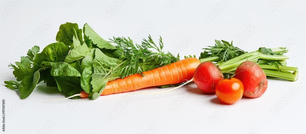 Poster Vegetable been on a white background with space for text. . image with copy space