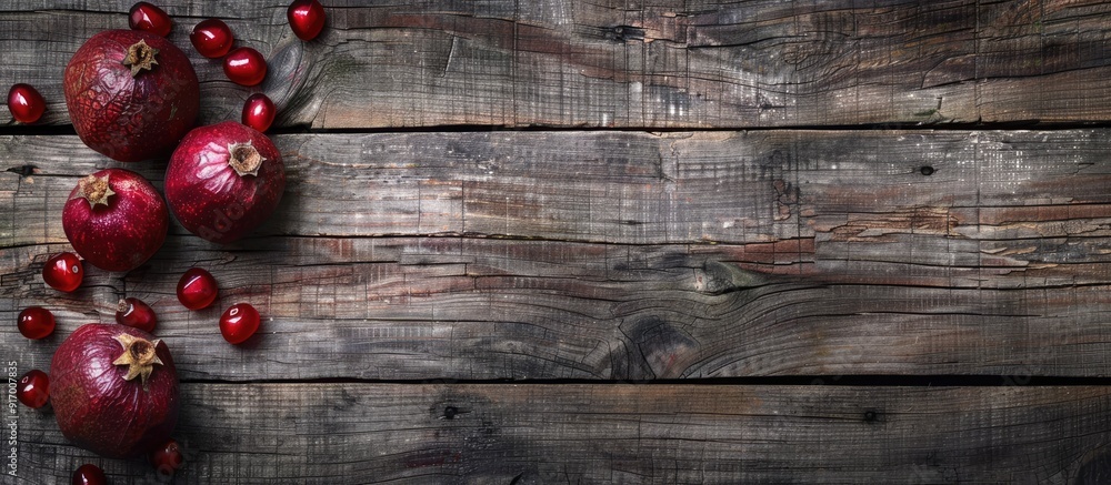 Poster rustic wood background featuring granadillas with copy space image
