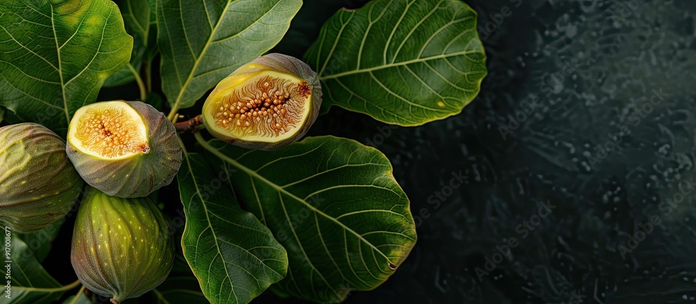Poster Ficus carica also known as the common fig displayed in a photograph with ample copy space image