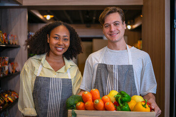 Entrepreneurs are working at minimart.