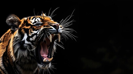 Fierce Tiger Roaring Displaying Powerful Teeth and Majestic Stripes