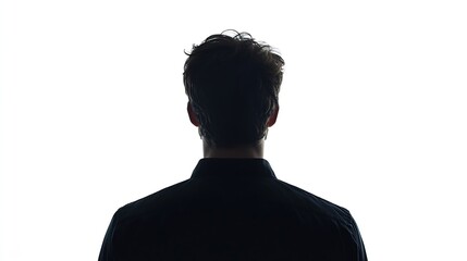 Back of male person silhouette over white : Generative AI