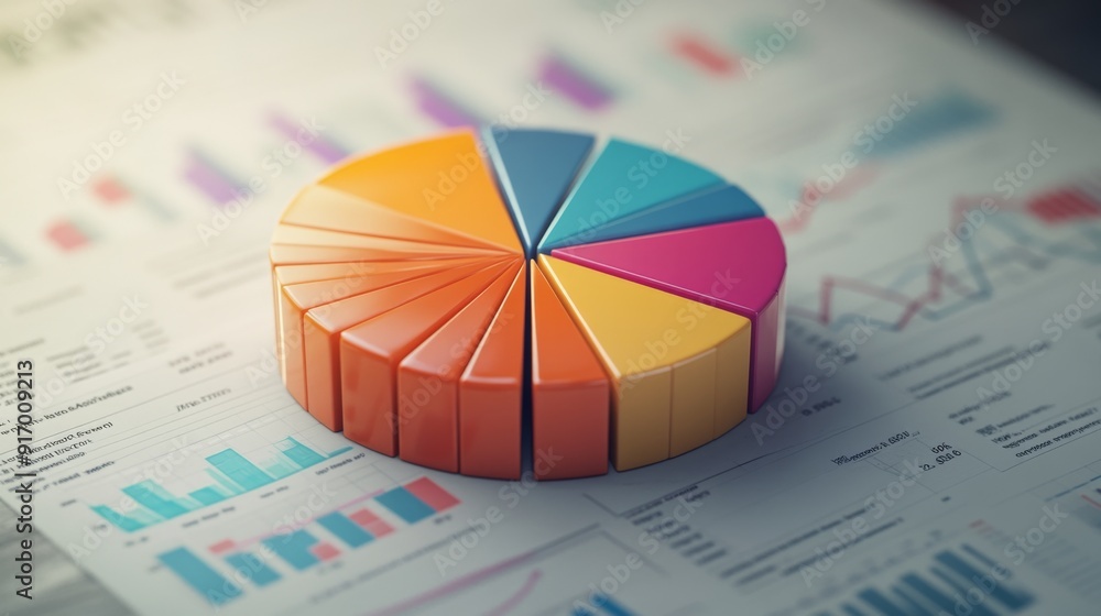 Poster an image of a pie chart with segmented data and a comparison line chart, providing a comprehensive v