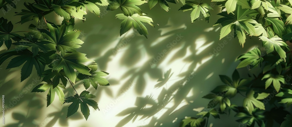 Poster leaf shadows creating a summer background with copy space image