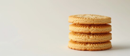 Butter cookies with copy space image on a clean white backdrop