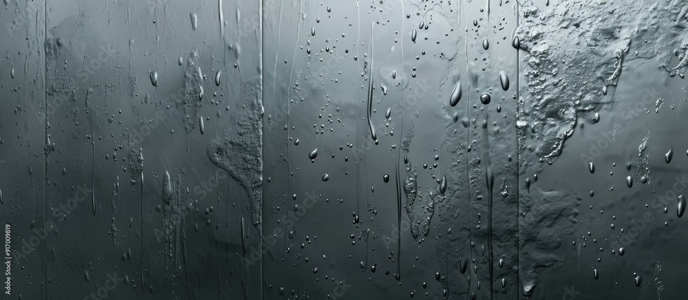 Poster abstract gray wallpaper with raindrops on the glass creates a serene ambiance in the room perfect fo