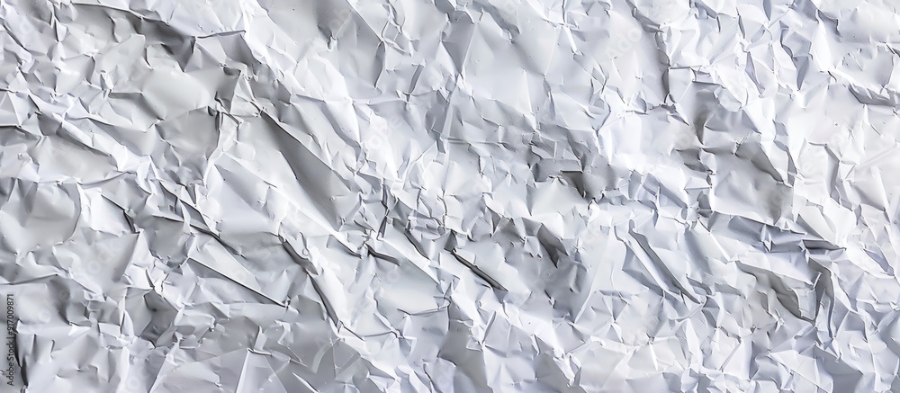Poster top view of a clean white crumpled paper texture background with copy space image