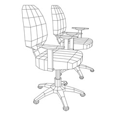 Office chair. Furniture for office Interior. Wireframe low poly mesh vector illustration.