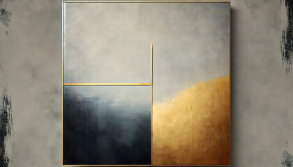 Fototapeta premium Minimalist Abstract Gold and White Art, Oil painting to hang on the wall, Oil painting for living room, Wallpaper Modern Oil paint, Modern Geometric Gold and abstract painting Design, Textured Gold
