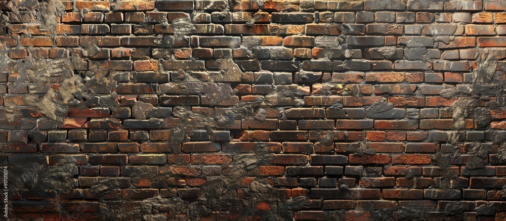 Poster brick wall with a mix of old and new bricks provides a versatile background for design and presentat