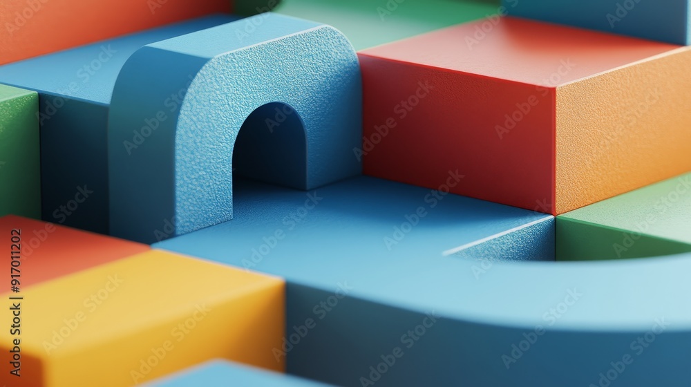 Poster abstract geometric shapes in vibrant colors create a playful and modern composition.