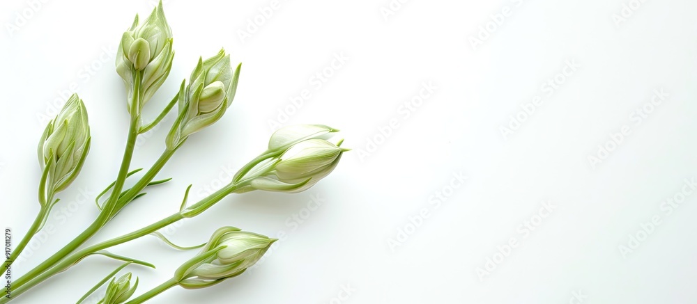 Poster white background with kopsia flower buds allowing for copy space image