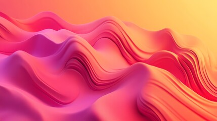Obraz premium Abstract pink and orange wavy background with flowing lines and 3D effect.