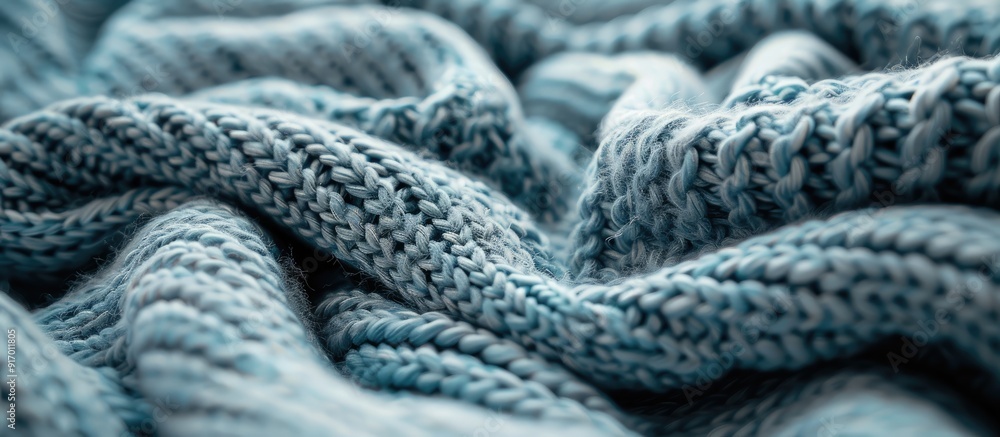 Poster close up of textured fabric with a knitted jersey providing the backdrop in a copy space image