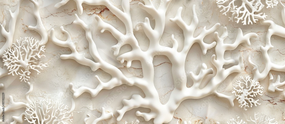 Poster cream colored coral patterned materials designed for use on floors and walls with a copy space image