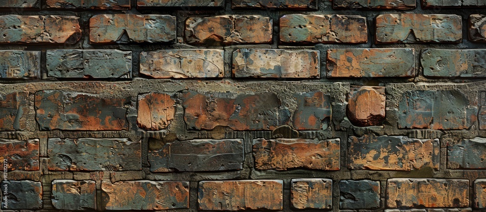 Poster brick wall featuring a mix of old and new bricks ideal for design projects with copy space image
