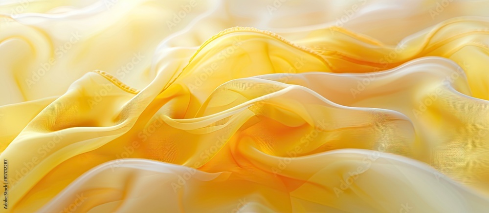 Poster silk organza with wavy piping in yellow featuring a delicate open weave wave pattern on the fabric b