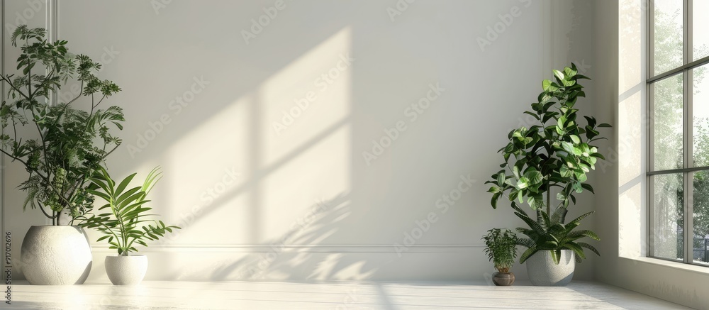 Poster a serene display featuring indoor greenery with a blank copy space image for a modern touch