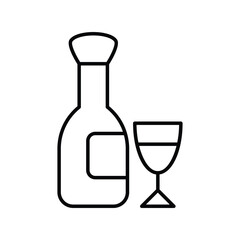 wine line icon with white background vector stock illustration