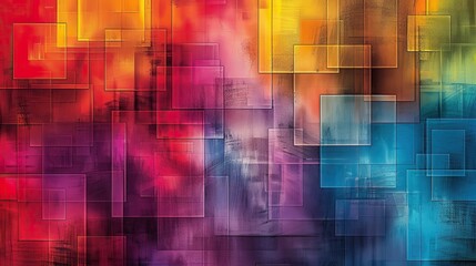 An abstract background featuring a blend of vibrant gradient colors with geometric square patterns and a smooth, matte texture