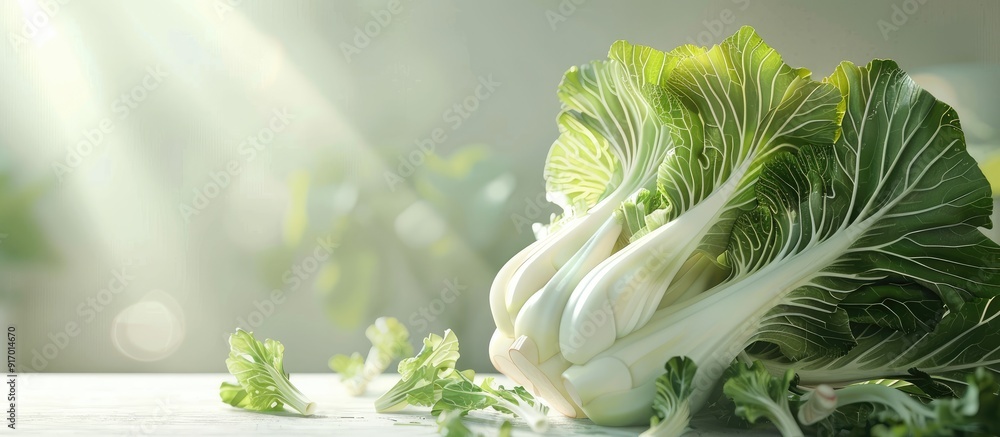 Poster bok choy offers high amounts of vitamin c and k with space for adding images. copy space image. plac
