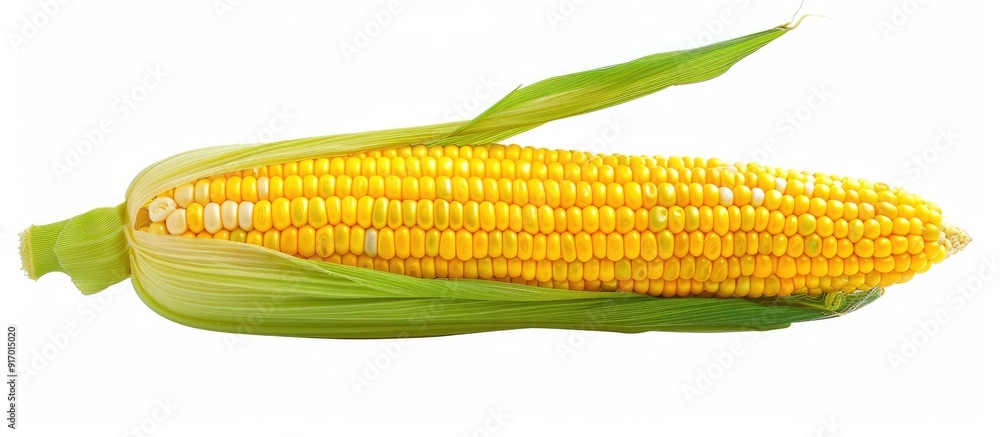 Poster corn cob isolated on a white backdrop with copy space image available