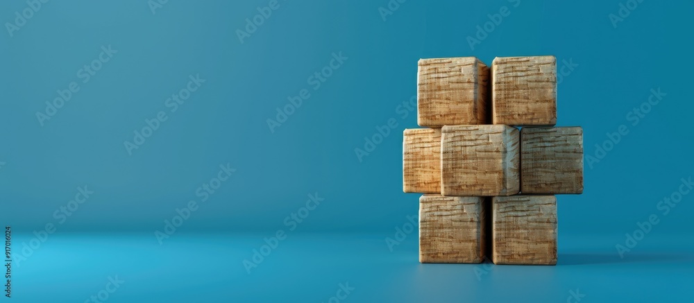 Aufkleber wooden blocks with a blue background display a sneak peek message serving as a conceptual symbol wit