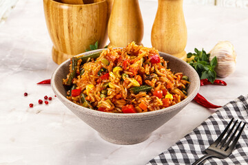 Mexican spicy rice with vegetables