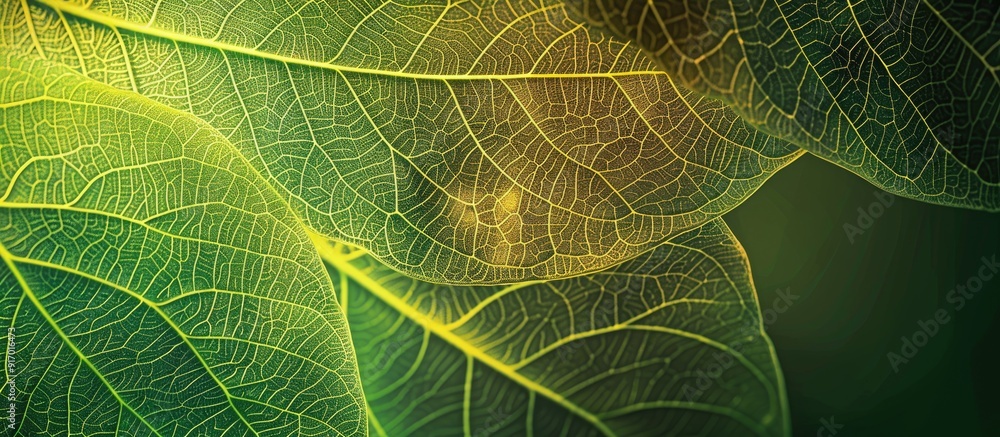 Poster abstract background with intricate green and yellow leaf veins suitable for copy space image