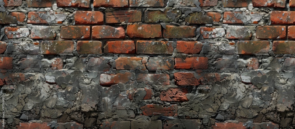 Poster a blend of vintage and modern bricks forming a rustic brick wall ideal as a backdrop for designs and