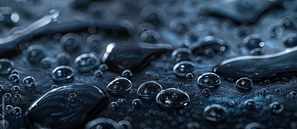 Poster dark backdrop with water droplets highlighting the water droplets concept against a copy space image