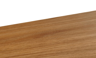 View of wood or wooden table top corner Isolated on white background