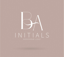 BA Typography Initial Letter Brand Logo, BA brand logo, BA monogram wedding logo, abstract logo design	