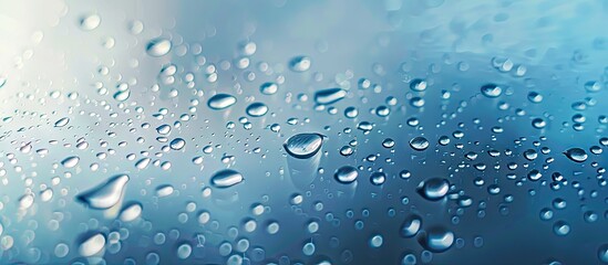 Abstract view of water and raindrops on glass with copy space image