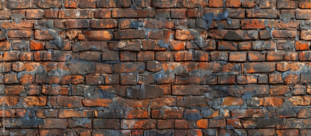 Poster brick wall with varying old and new bricks suitable for design projects and presentations with copy 
