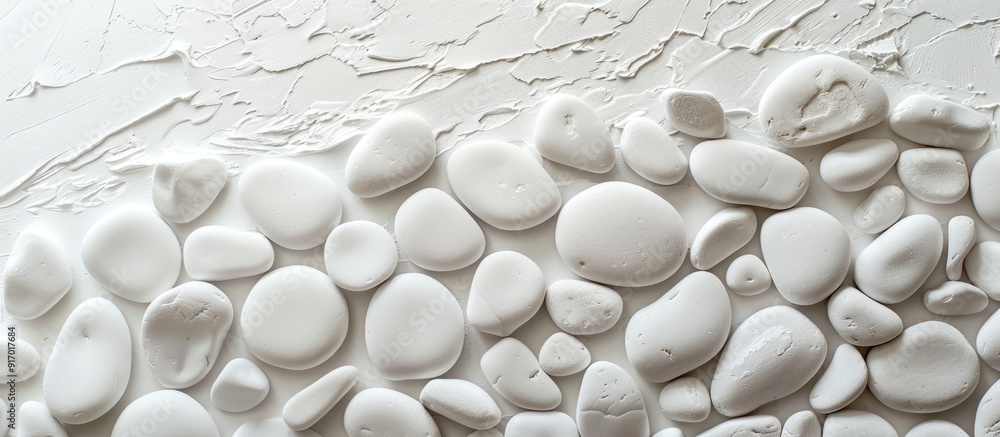 Poster white pebbles on a textured background with copy space image