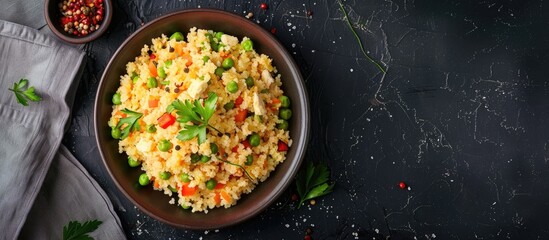 Rava upma recipe with a copy space image
